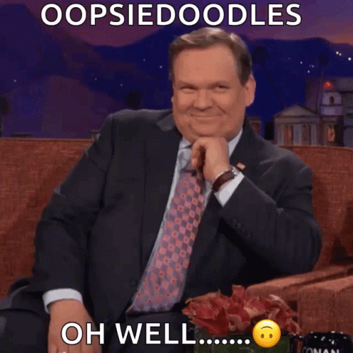 Man in Suit Says Oopsiedoodles Oh Well