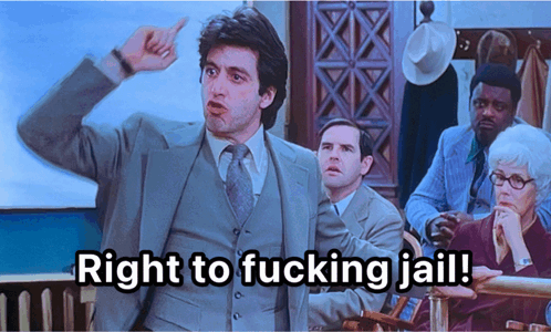 Man In Suit Says Right To Fucking Jail GIF