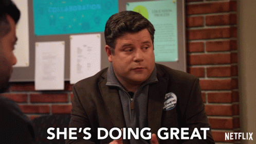 Man in Suit Says She's Doing Great Netflix Ad