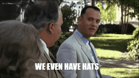 Man in Suit Says We Even Have Hats