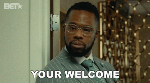Man in Suit Says You're Welcome