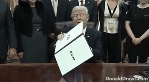 Man in Suit Signing Document Saying Goose