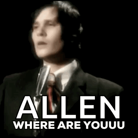 Man in Suit Singing Allen Where Are Youuu