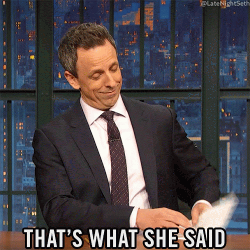 Man in Suit Smiling Says Thats What She Said