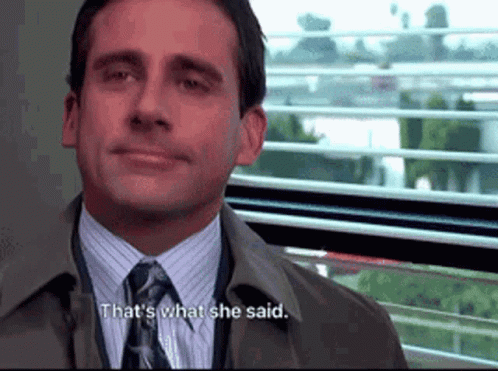 Man in Suit Smiling Says Thats What She Said