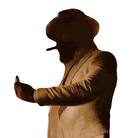 Man in Suit Smoking Cigar Holding Gun