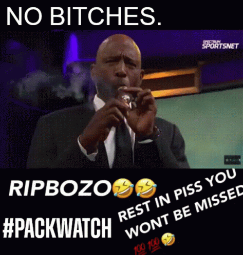 Man In Suit Smoking Cigarette Saying Rip Bozo Rest In Piss You Won't Be Missed GIF