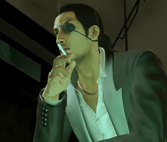 Man in Suit Smoking Cigarette With Eye Patch