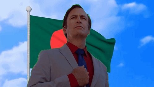 Man In Suit Standing Before Bangladesh Flag GIF