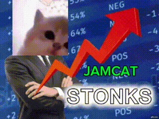 Man in Suit Standing Before Jamcat Stonks Arrow