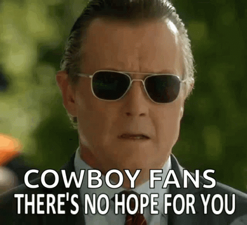 Man in Suit Sunglasses Saying Cowboy Fans No Hope