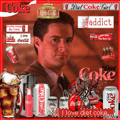Man in Suit Surrounded by Coca Cola Cans and Bottles