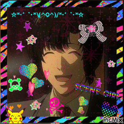 Man In Suit Surrounded By Hearts And Skulls GIF