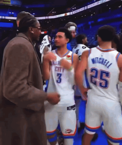 Man in Suit Talking to Player Number 3