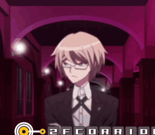 Man In Suit Tie In Purple Hallway 2Fc GIF