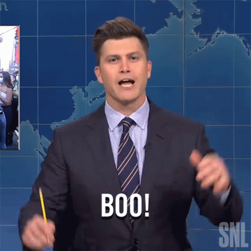 Man In Suit Tie Says Boo On SNL
