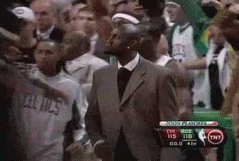 Man In Suit Watching Celtics Vs Pistons Basketball GIF