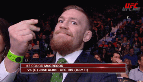 Man in Suit Watching UFC Fight