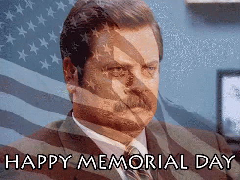 Man In Suit With American Flag Happy Memorial Day