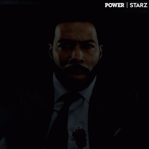 Man In Suit With Blood On Shirt Power Starz Ad GIF