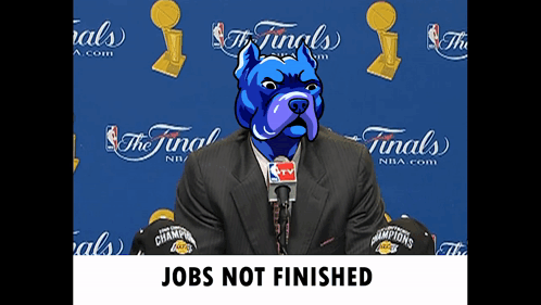 Man in Suit With Dog on Head Jobs Not Finished