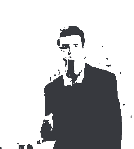 Man in Suit with E Letter