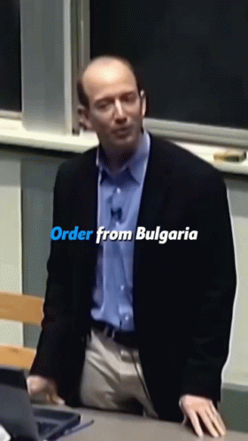Man In Suit With Order From Bulgaria Chalkboard GIF