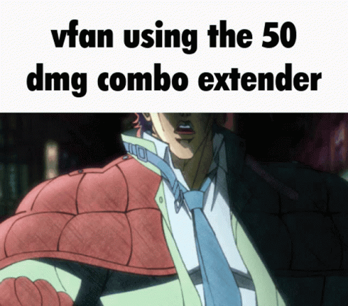 Man in Suit With Vfan Using 50 Dmg Combo Extender