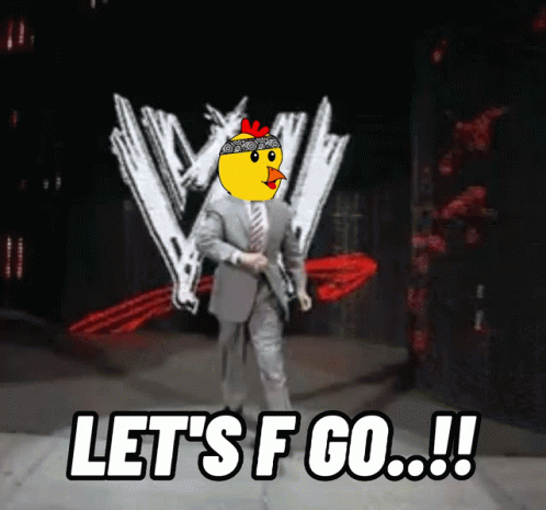 Man In Suit With Yellow Chicken On Head Saying Let's F Go GIF