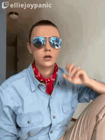 Man In Sunglasses And Bandana Hashtag Elliejoypanic GIF