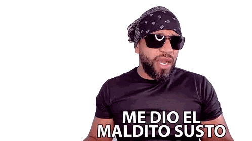 Man in Sunglasses and Bandana with Me Dio El Maldito Susto