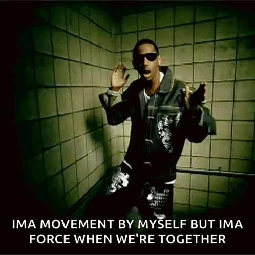 Man in Sunglasses and Black Jacket Saying Ima Movement by Myself But Ima Force When We're Together