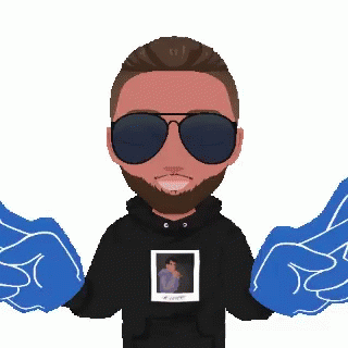 Man in Sunglasses and Blue Gloves Making Peace Sign