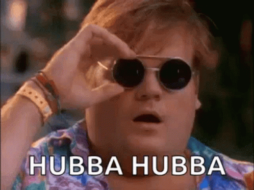 Man In Sunglasses And Colorful Shirt Looking Through Binoculars Saying Hubba Hubba GIF