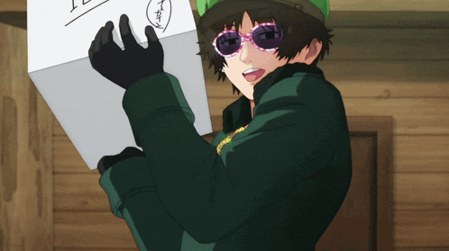 Man In Sunglasses And Hat Holding Paper GIF