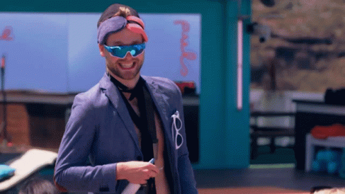 Man In Sunglasses And Headband With Sunglasses In Pocket GIF