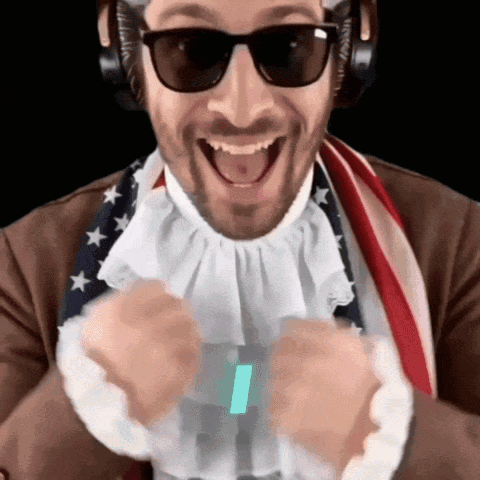 Man In Sunglasses And Headphones With American Flag Tie GIF