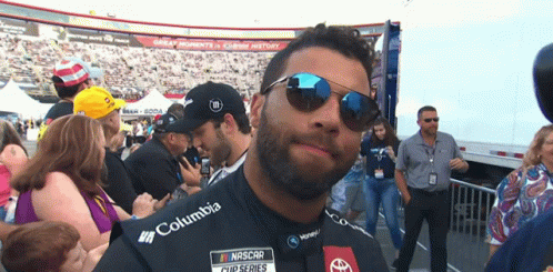 Man In Sunglasses And Nascar Shirt GIF