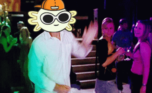Man In Sunglasses And Orange Hat Dancing In Crowd GIF
