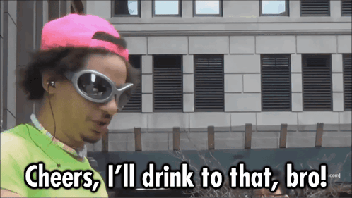 Man In Sunglasses And Pink Hat Cheers Bro GIF