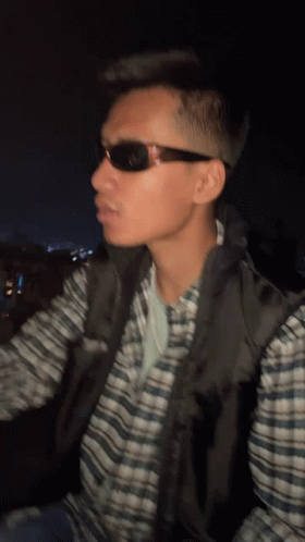 Man in Sunglasses and Plaid Shirt Looking Left