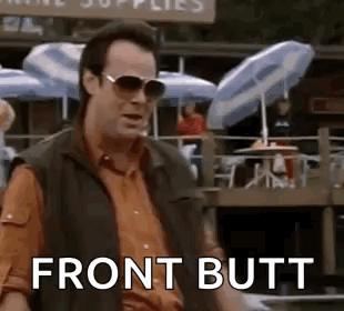 Man in Sunglasses and Vest Says Front Butt