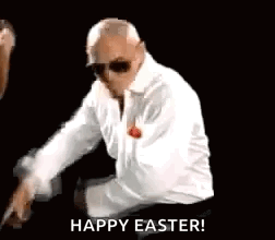 Man in Sunglasses Dancing Happy Easter