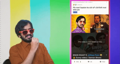 Man in Sunglasses Facing Binoo Roast Screen