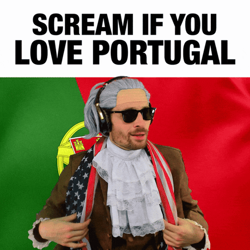 Man In Sunglasses Headphones With Scream If You Love Portugal Flag GIF