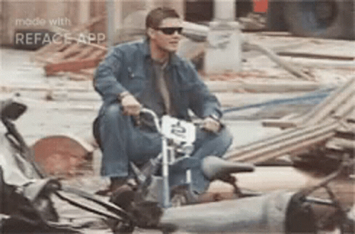 Man in Sunglasses on Small Motorcycle Reface App