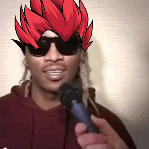 Man in Sunglasses Red Wig Singing into Microphone