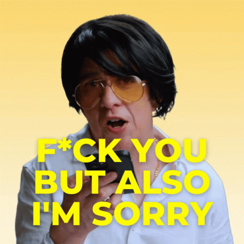 Man In Sunglasses Says Fck You But Also I'm Sorry GIF