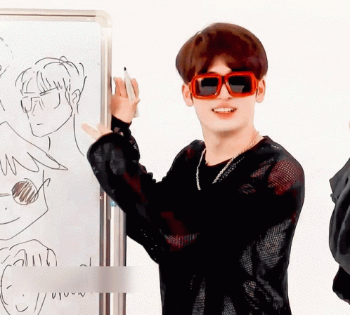 Man in Sunglasses Standing in Front of Whiteboard