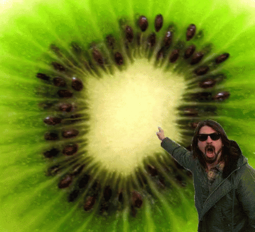 Man in Sunglasses with Large Kiwi Slice